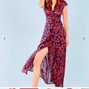 Reformation Josie Dress Floral Sheer Size 6 maxi red rose
